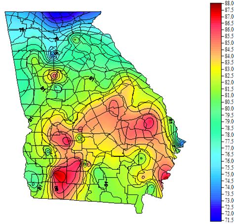  University of Georgia Weather Network . Home; ... Soil Temperature; Evapotranspiration; Precipitation; ... 2 Inch Soil: 53.3 °F: 4 Inch Soil: 53.7 °F: 8 Inch Soil 